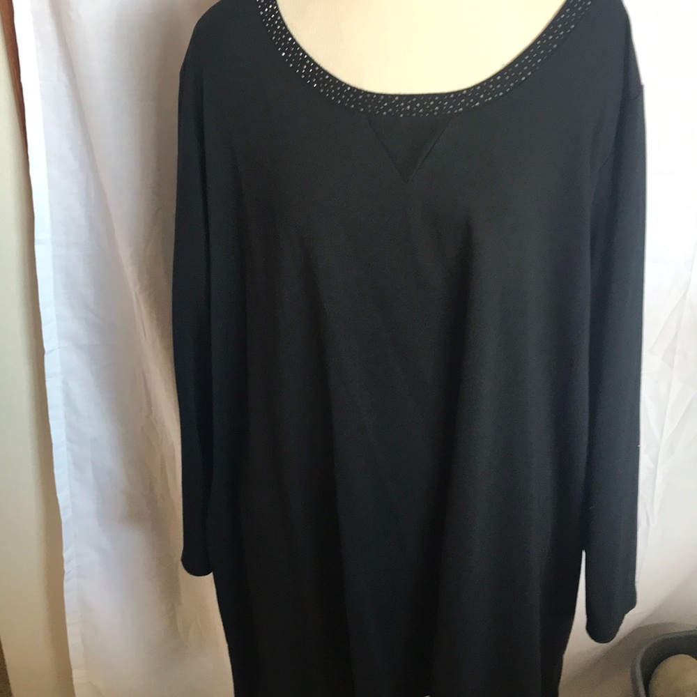 Catherines Black Collar Bling Tunic Top Size 4X